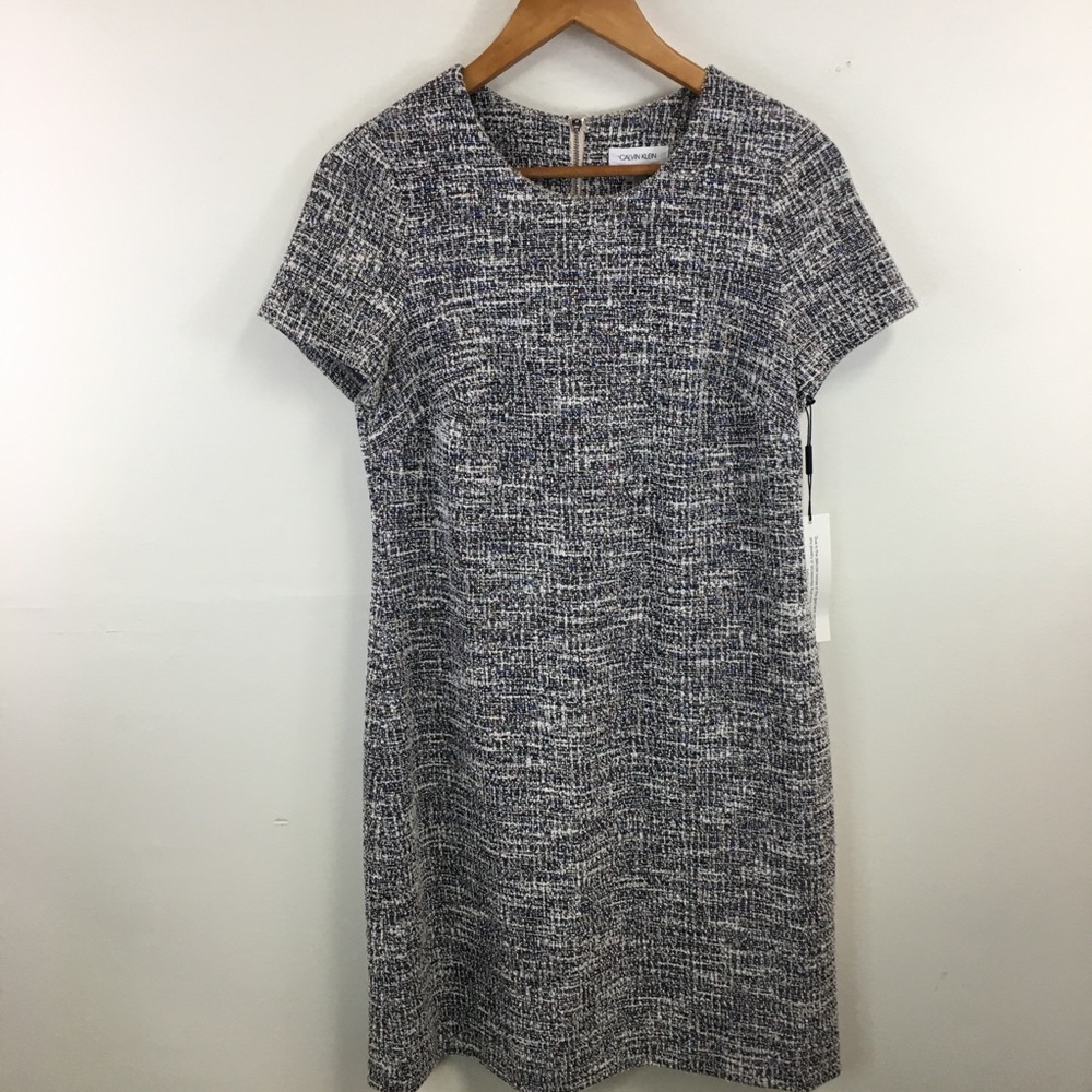 NWT Calvin Klein woven sheath dress exposed zipper